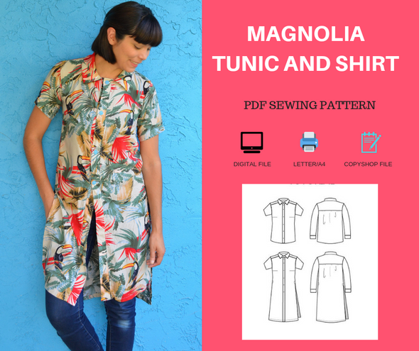 Magnolia Tunic and Shirt PDF sewing pattern – DGpatterns