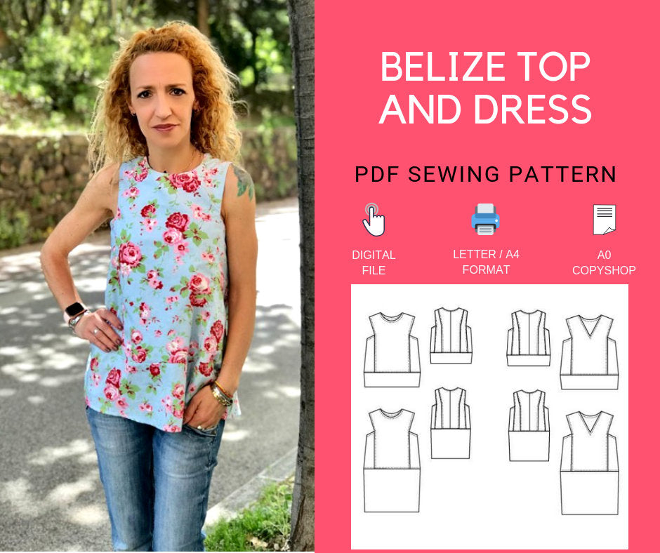 The Belize Loose Woven Top and Dress PDF sewing pattern and tutorial